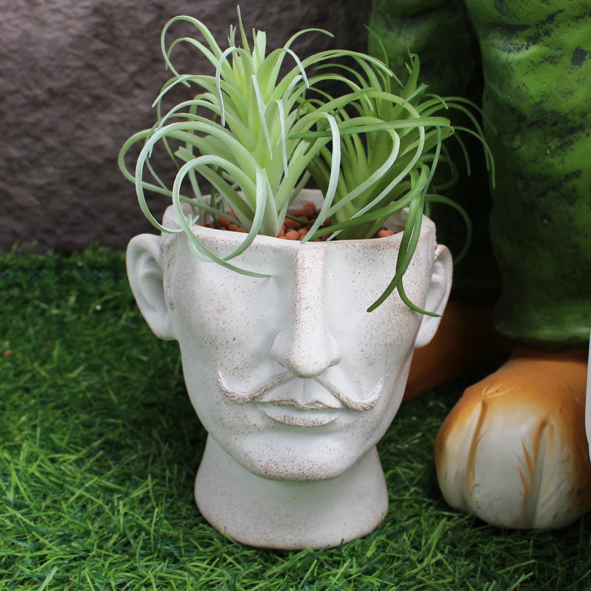 Pot Visage Homme Moustache Céramique - Design Artistique Vintage | Succulentes