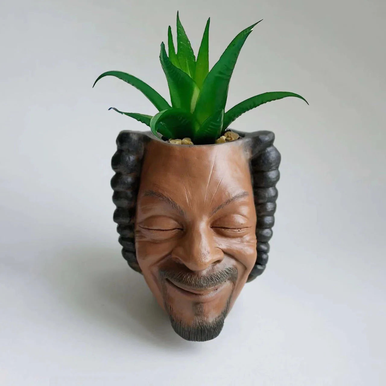Pot Tête Homme Souriant Résine - Design Artistique Humoristique | Plantes Grasses