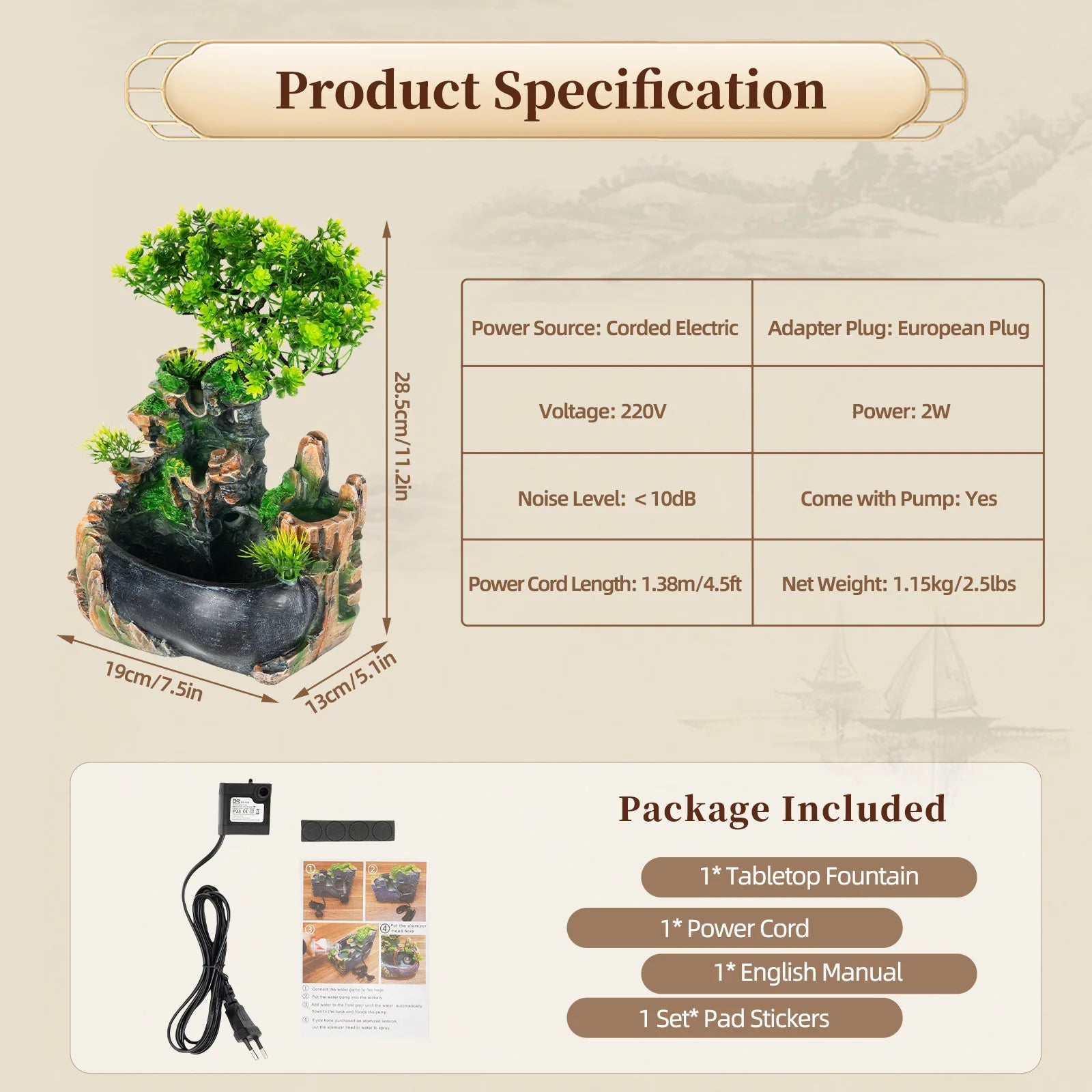 Fontaine Décorative Cascade Rochers Arbre LED - Décor Zen Relaxant | Intérieur